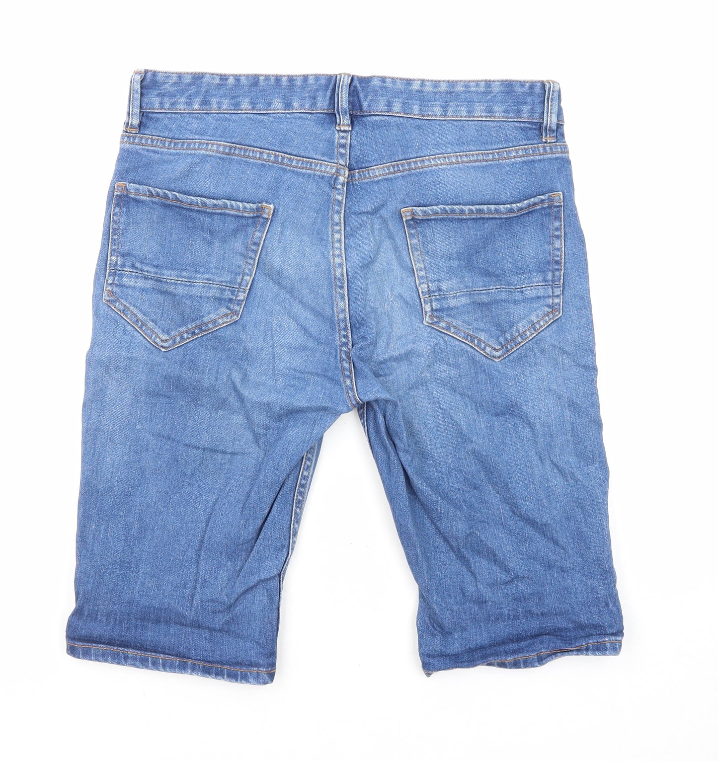 Topman Mens Blue Cotton Cargo Shorts Size 30 in L10 in Regular Zip