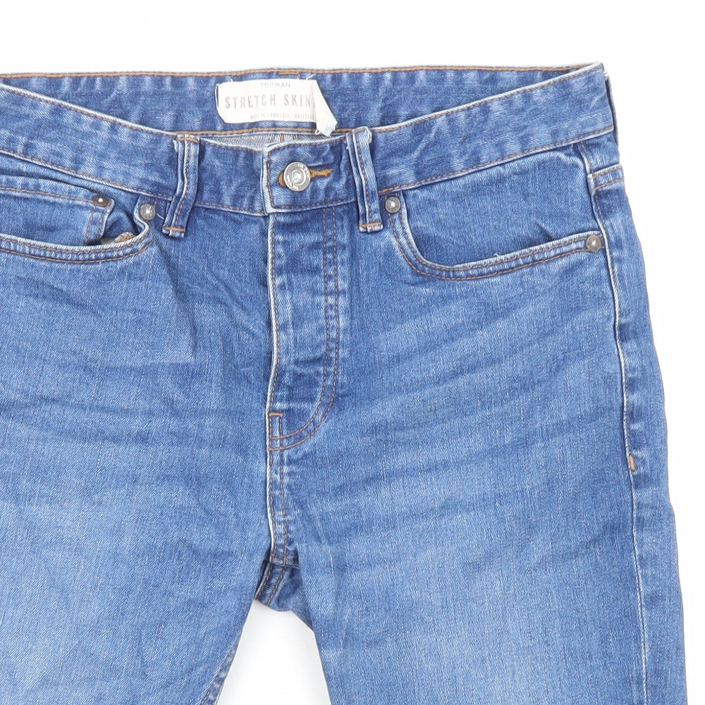 Topman Mens Blue Cotton Cargo Shorts Size 30 in L10 in Regular Zip