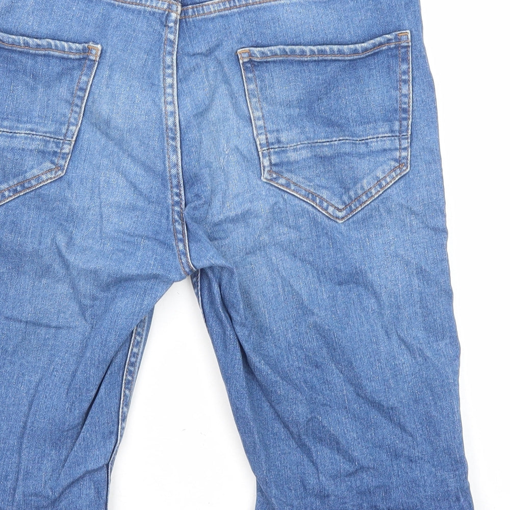 Topman Mens Blue Cotton Cargo Shorts Size 30 in L10 in Regular Zip
