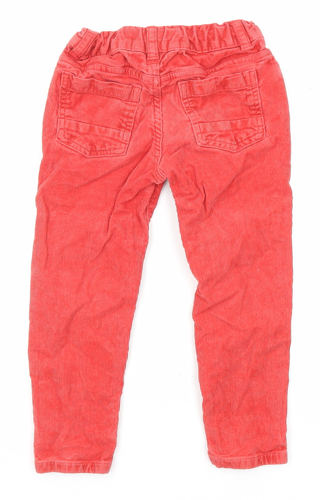 Marks and Spencer Boys Red Cotton Carrot Trousers Size 4-5 Years Regular Button