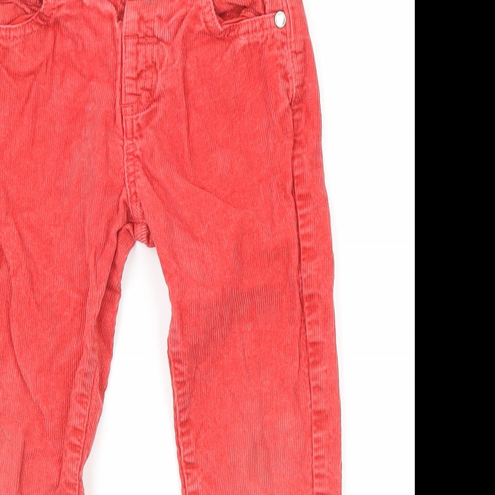 Marks and Spencer Boys Red Cotton Carrot Trousers Size 4-5 Years Regular Button