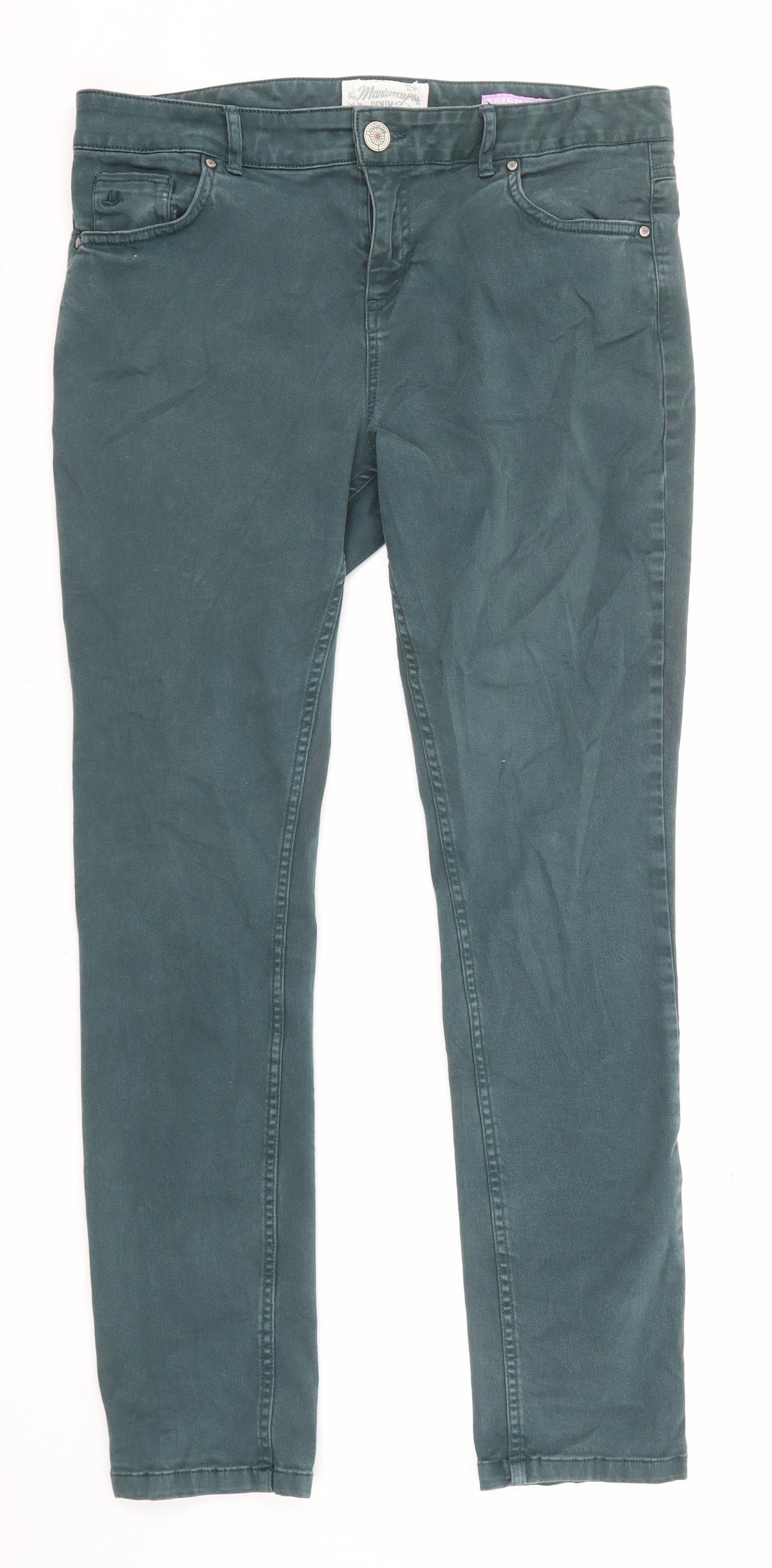 MANTARAY PRODUCTS Womens Green Cotton Skinny Jeans Size 14 L29 in Regular Zip