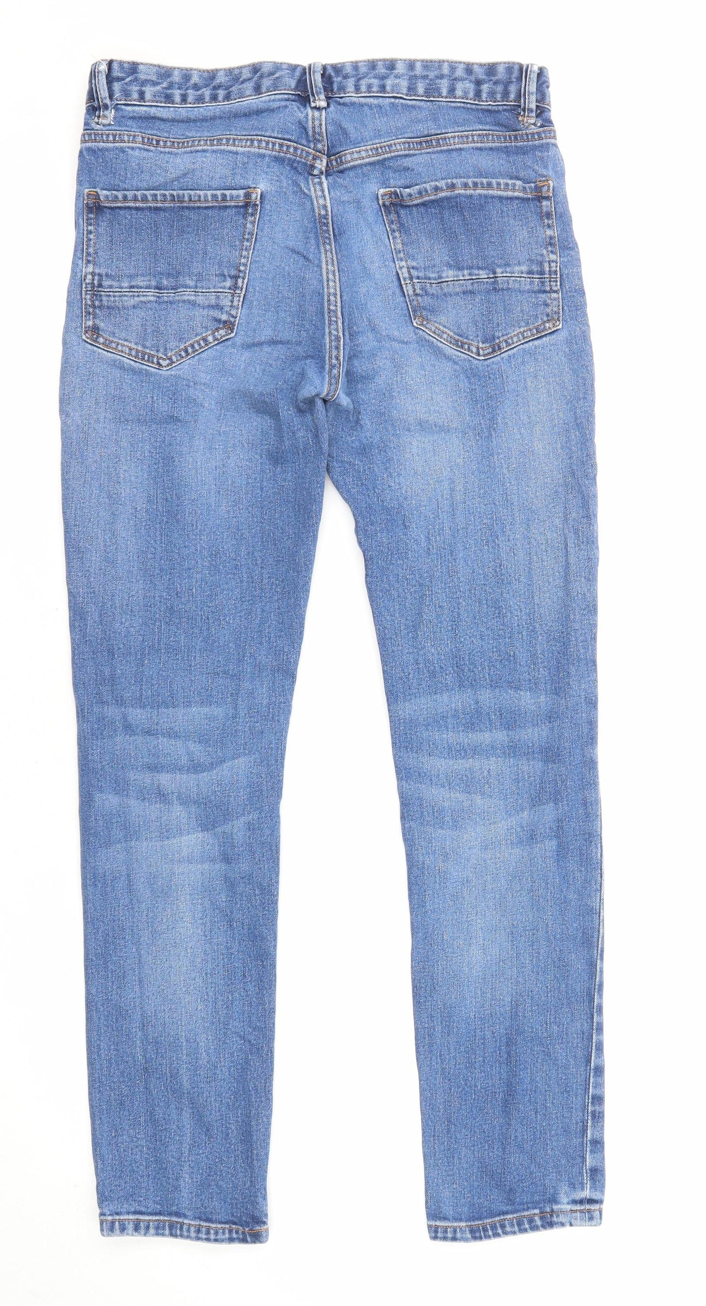 Topman Mens Blue Cotton Skinny Jeans Size 30 in L28 in Regular Zip