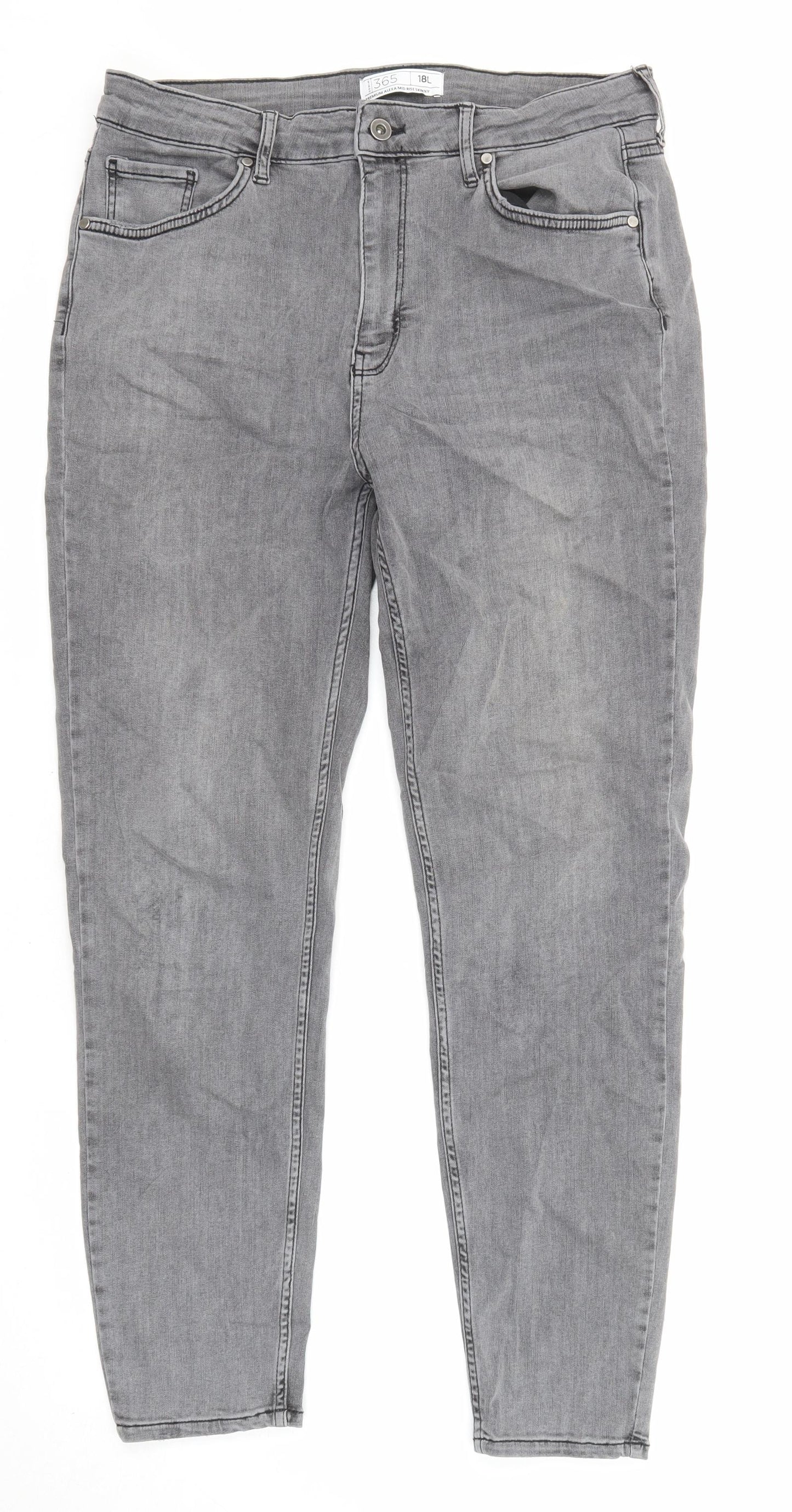 Denim 365 Womens Grey Cotton Skinny Jeans Size 18 L27 in Regular Zip