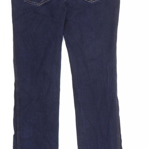 NEXT Womens Blue Cotton Straight Jeans Size 10 L29 in Slim Zip