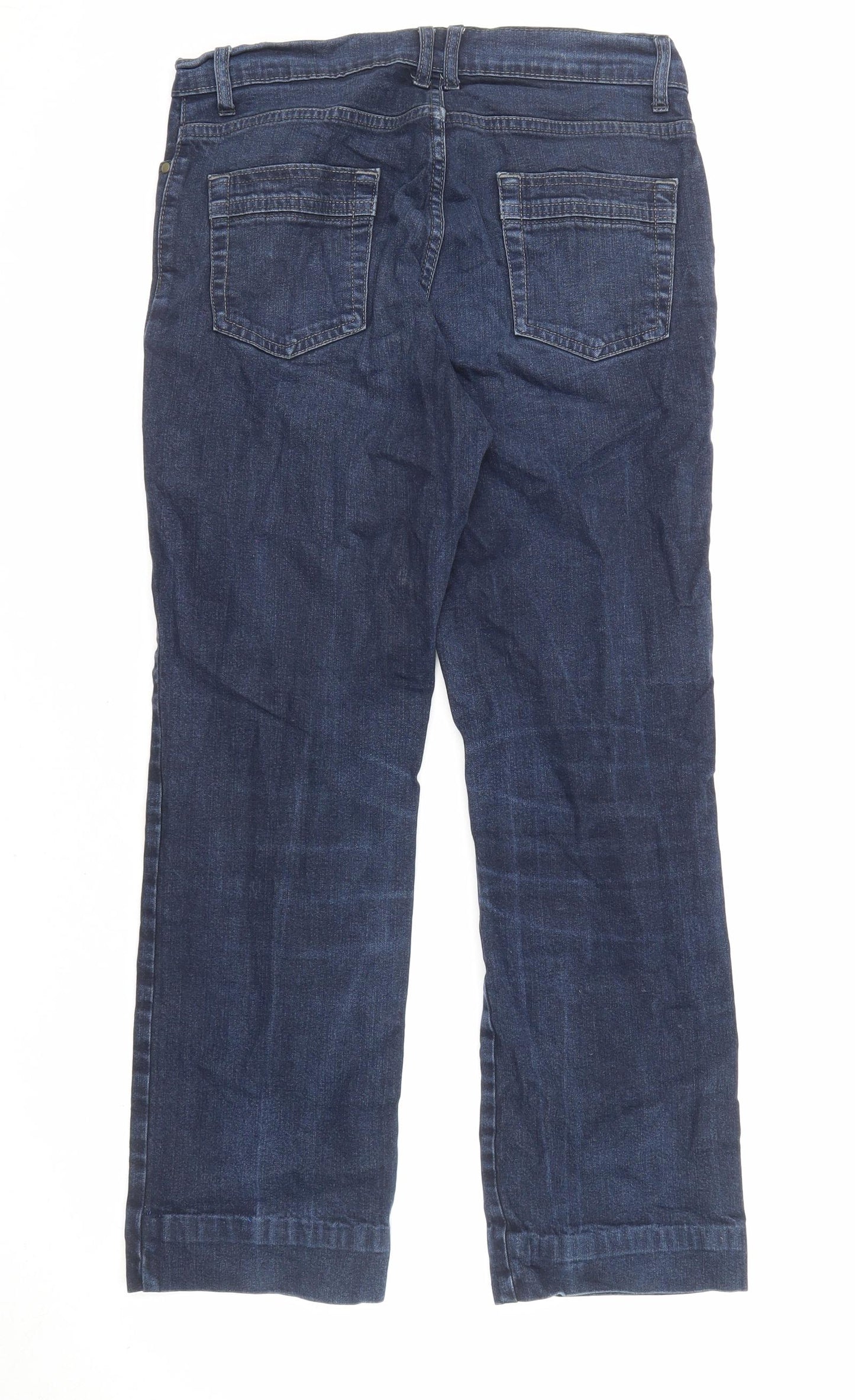 Marks and Spencer Womens Blue Cotton Straight Jeans Size 10 L26 in Regular Zip