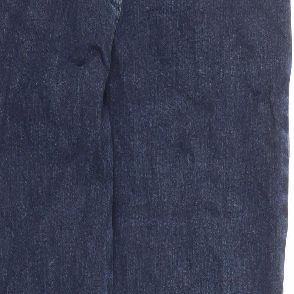 Marks and Spencer Womens Blue Cotton Straight Jeans Size 10 L26 in Regular Zip