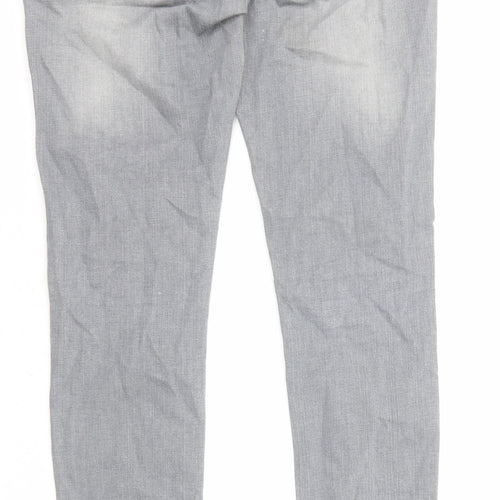 River Island Womens Grey Cotton Skinny Jeans Size 12 L30 in Regular Zip
