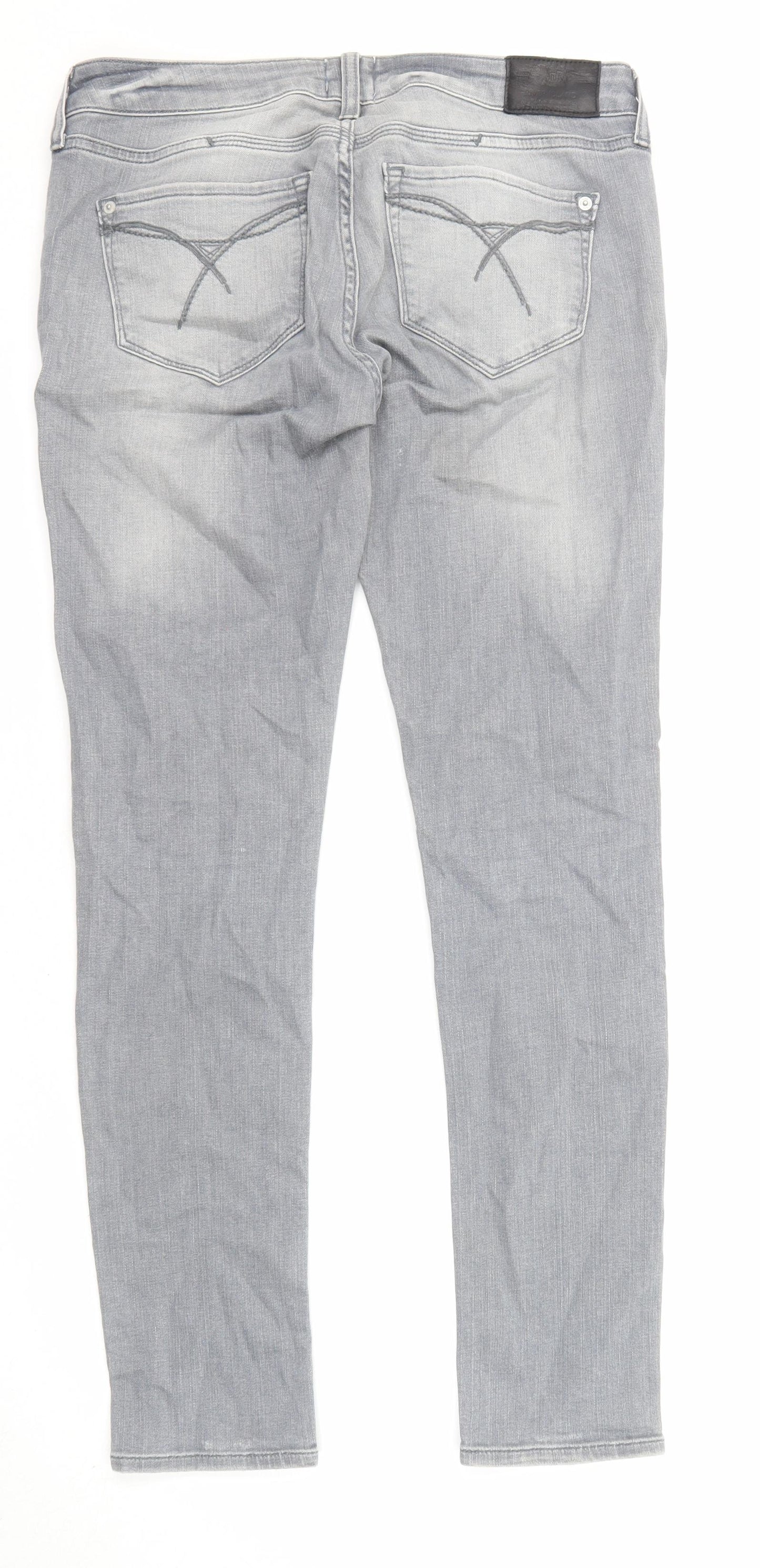 River Island Womens Grey Cotton Skinny Jeans Size 12 L30 in Regular Zip
