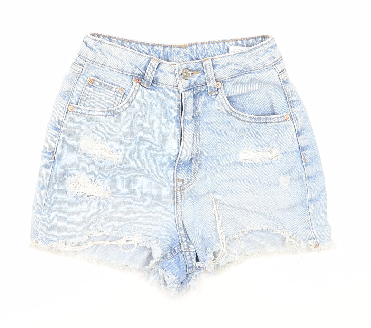 Divided by H&M Womens Blue Cotton Cut-Off Shorts Size 6 Regular Zip