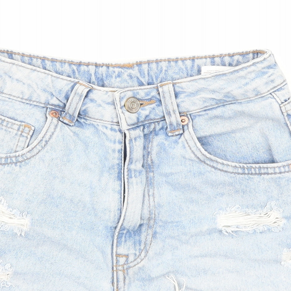 Divided by H&M Womens Blue Cotton Cut-Off Shorts Size 6 Regular Zip