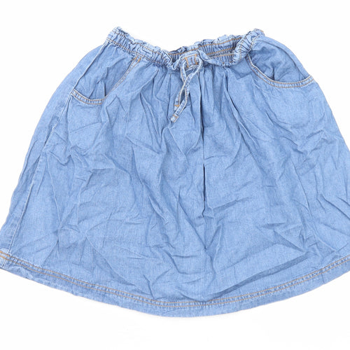 Nutmeg Girls Blue Cotton Skater Skirt Size 12-13 Years Regular Drawstring - Waist 18 Inches
