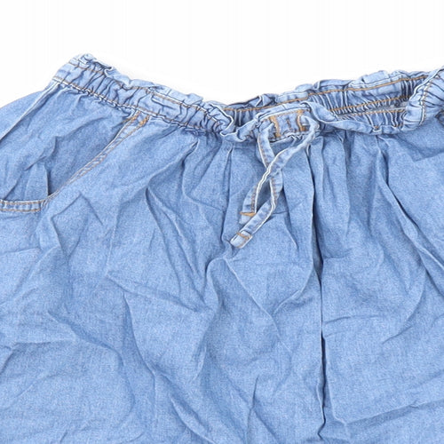 Nutmeg Girls Blue Cotton Skater Skirt Size 12-13 Years Regular Drawstring - Waist 18 Inches