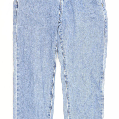 Momokrom Womens Blue Cotton Straight Jeans Size 8 L24 in Regular Zip - Raw Hems