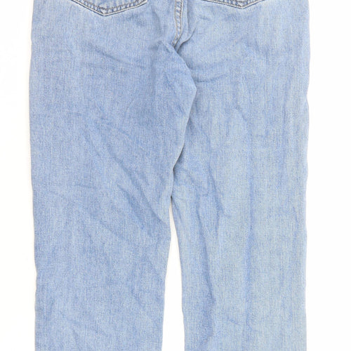 Momokrom Womens Blue Cotton Straight Jeans Size 8 L24 in Regular Zip - Raw Hems