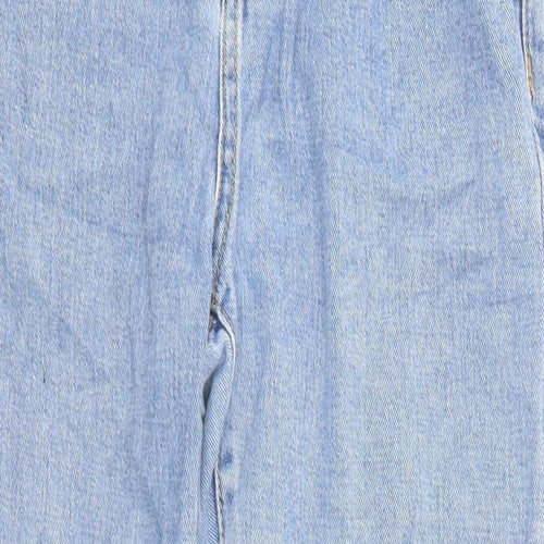 Momokrom Womens Blue Cotton Straight Jeans Size 8 L24 in Regular Zip - Raw Hems