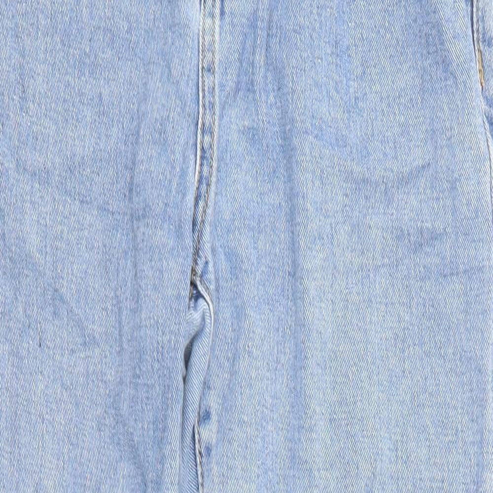 Momokrom Womens Blue Cotton Straight Jeans Size 8 L24 in Regular Zip - Raw Hems