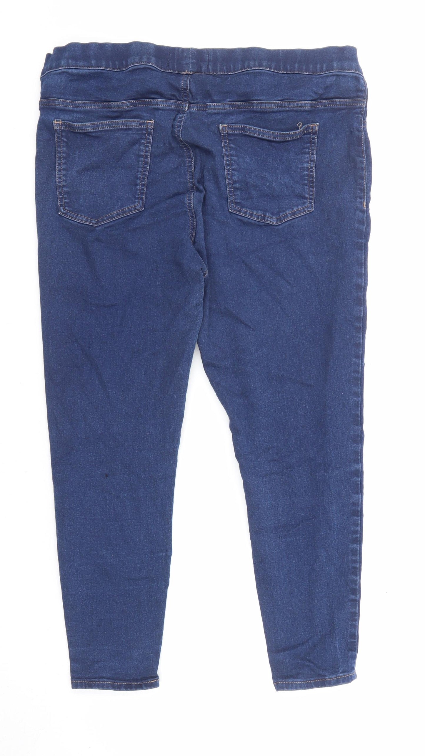 Marks and Spencer Womens Blue Cotton Jegging Jeans Size 18 L21 in Regular Zip