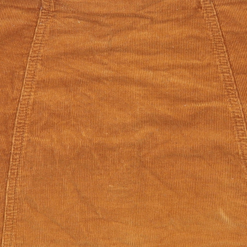 Topshop Womens Brown Cotton A-Line Skirt Size 8 Snap