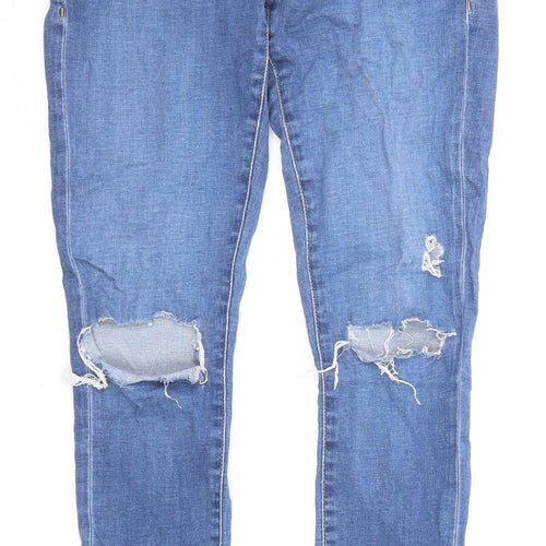 Topshop Womens Blue Cotton Skinny Jeans Size 28 in L32 in Regular Zip