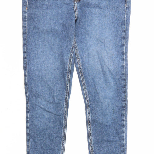 Topshop Womens Blue Cotton Straight Jeans Size 28 in L30 in Regular Zip