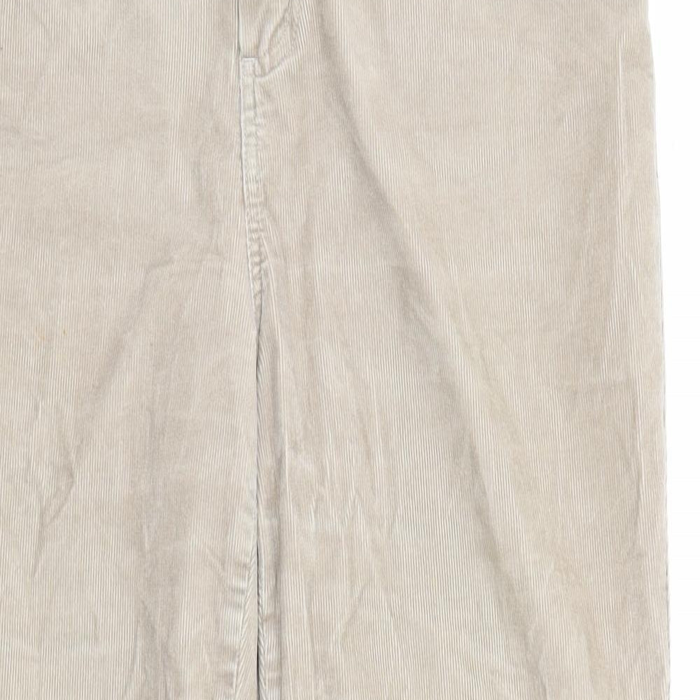Per Una Womens Beige Cotton Trousers Size 14 L26 in Regular Zip
