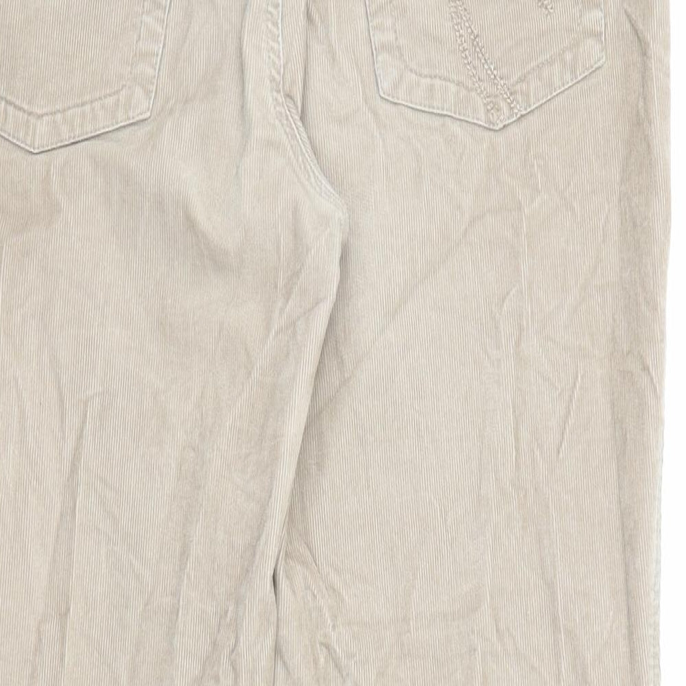 Per Una Womens Beige Cotton Trousers Size 14 L26 in Regular Zip
