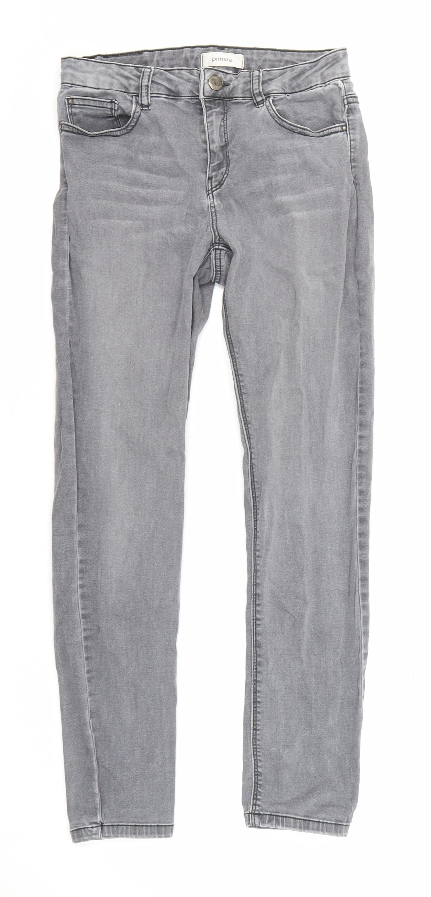 Pimkie Womens Grey Cotton Skinny Jeans Size 8 L26 in Regular Zip