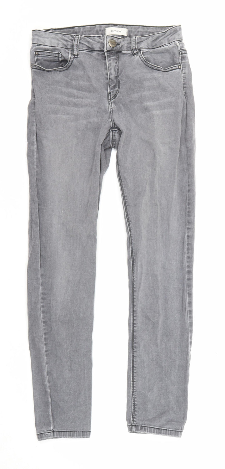 Pimkie Womens Grey Cotton Skinny Jeans Size 8 L26 in Regular Zip