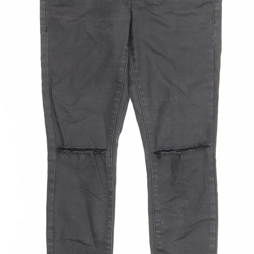 Topshop Womens Black Cotton Skinny Jeans Size 28 in L30 in Regular Zip