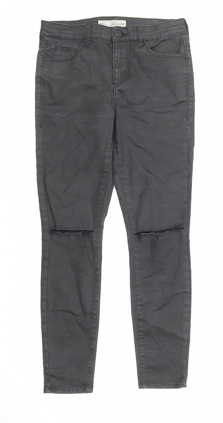 Topshop Womens Black Cotton Skinny Jeans Size 28 in L30 in Regular Zip