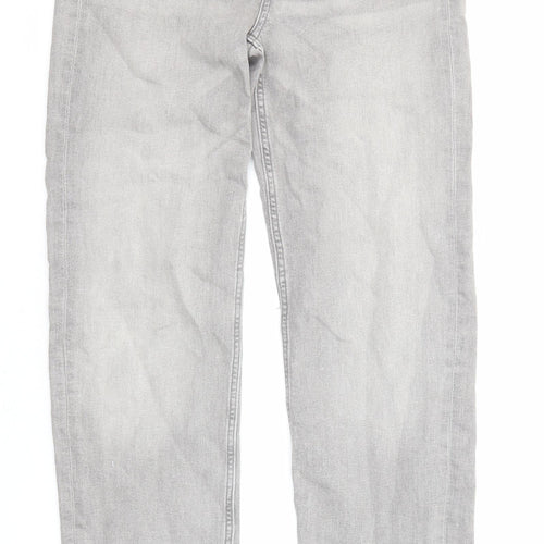 Marks and Spencer Womens Grey Cotton Straight Jeans Size 10 L29 in Regular Zip