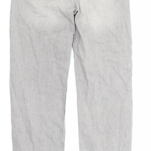 Marks and Spencer Womens Grey Cotton Straight Jeans Size 10 L29 in Regular Zip