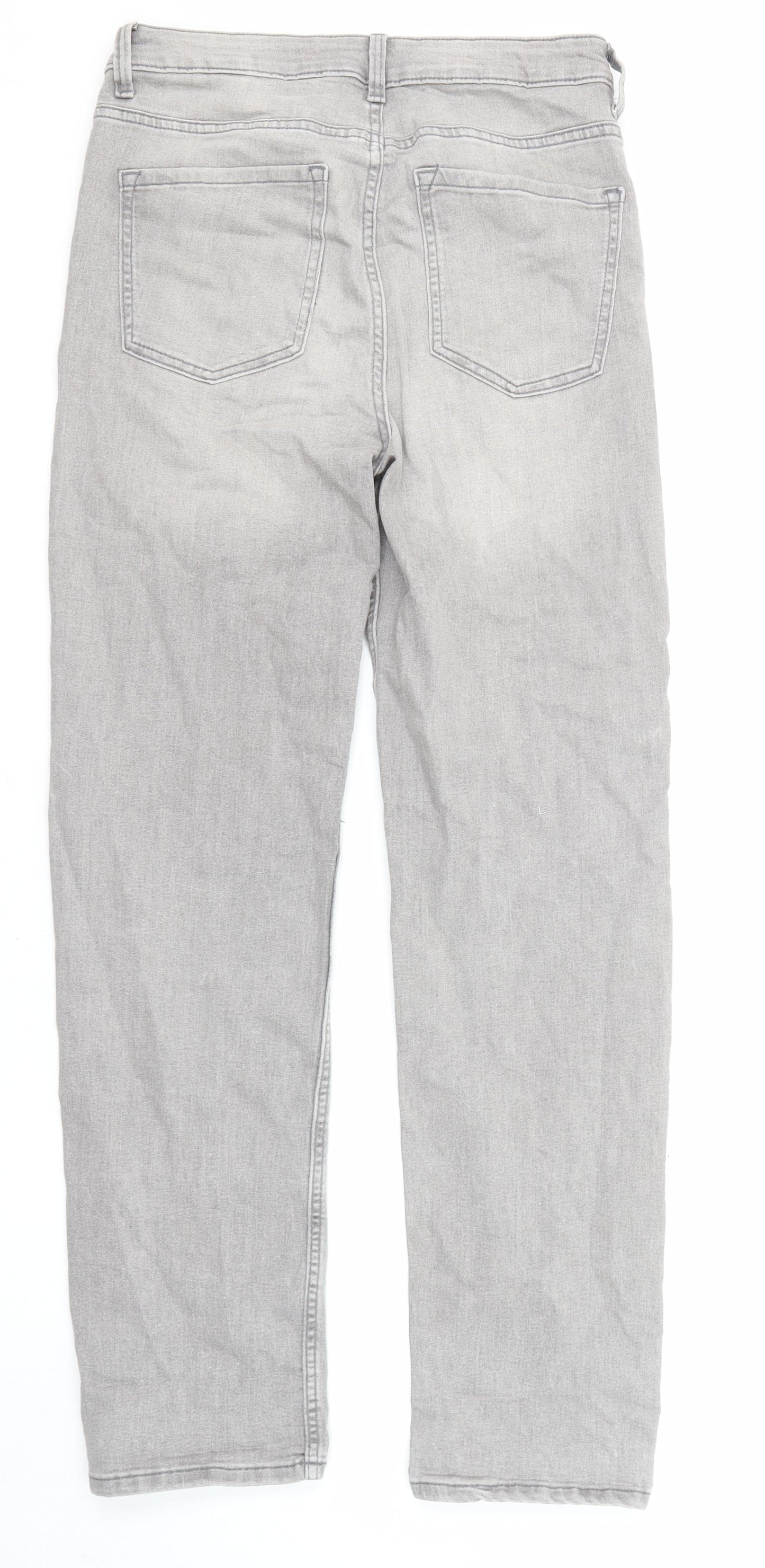 Marks and Spencer Womens Grey Cotton Straight Jeans Size 10 L29 in Regular Zip