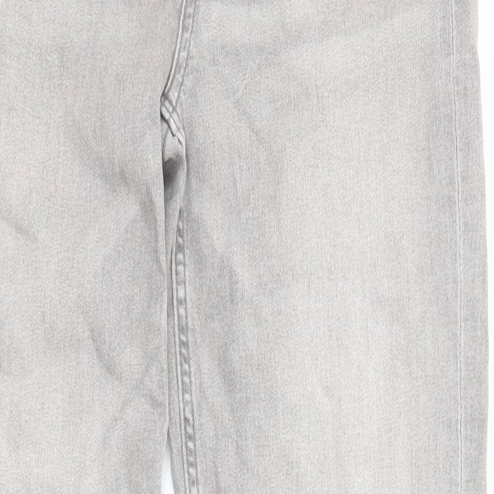 Marks and Spencer Womens Grey Cotton Straight Jeans Size 10 L29 in Regular Zip