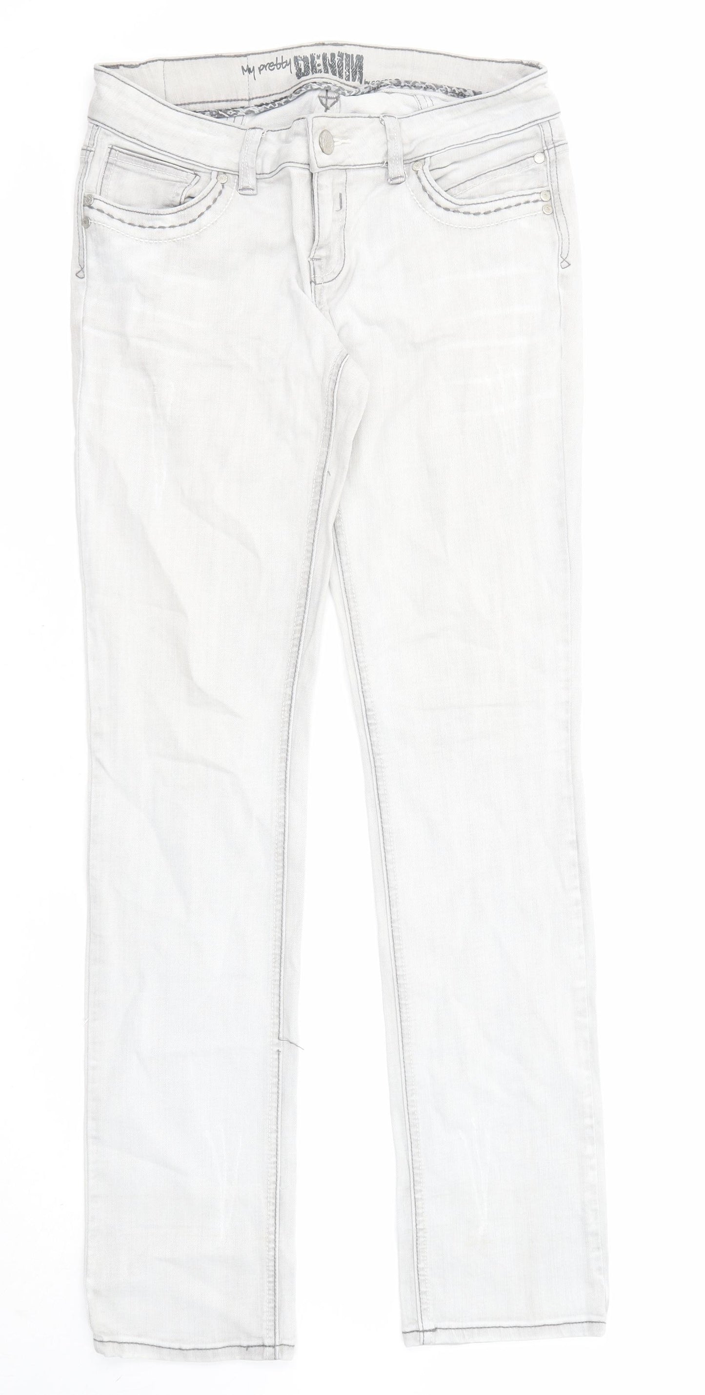 Cache Cache Womens Grey Cotton Straight Jeans Size 30 in L31 in Regular Zip