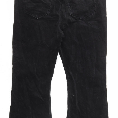 Marks and Spencer Womens Black Cotton Trousers Size 20 L24 in Regular Zip