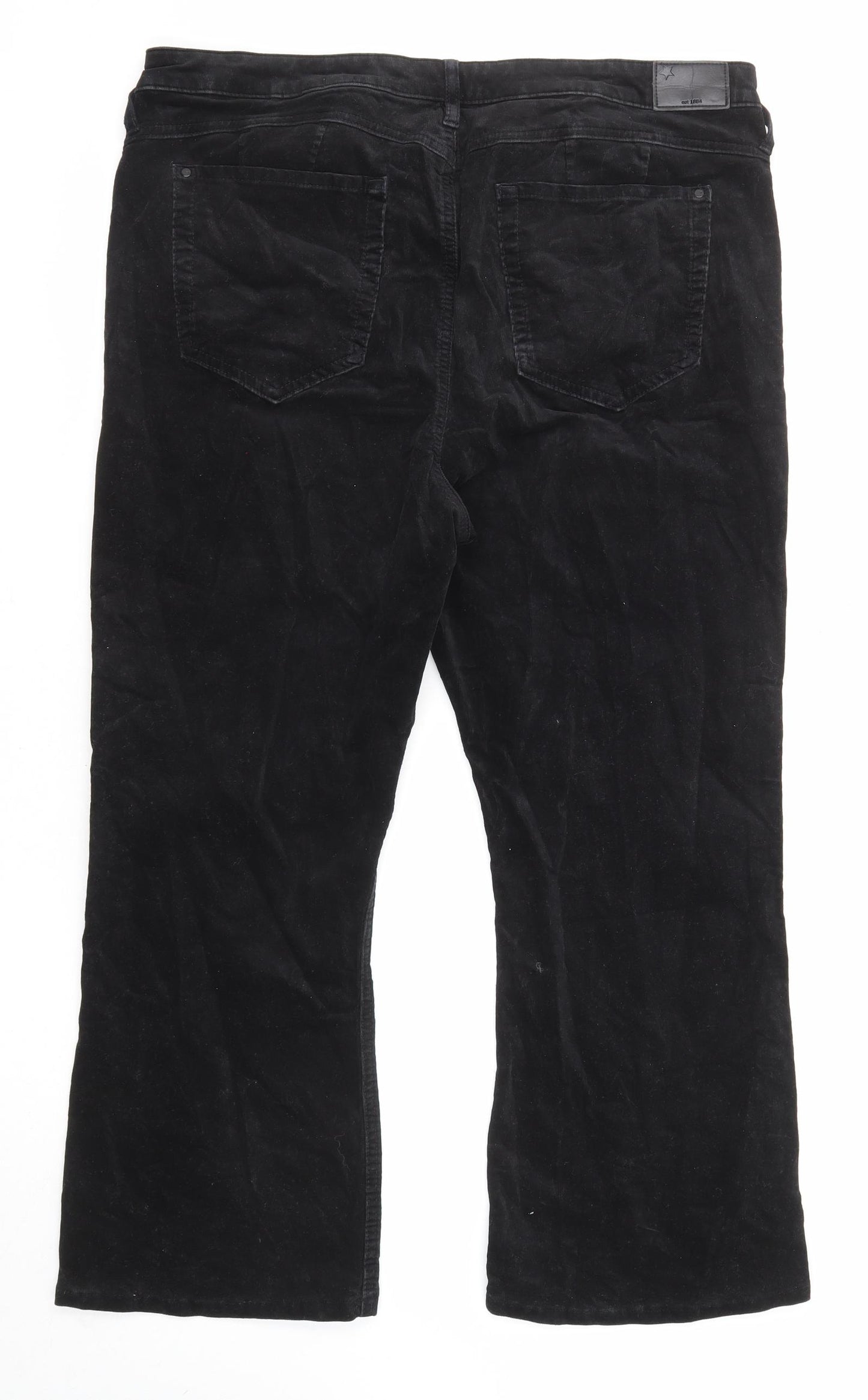 Marks and Spencer Womens Black Cotton Trousers Size 20 L24 in Regular Zip