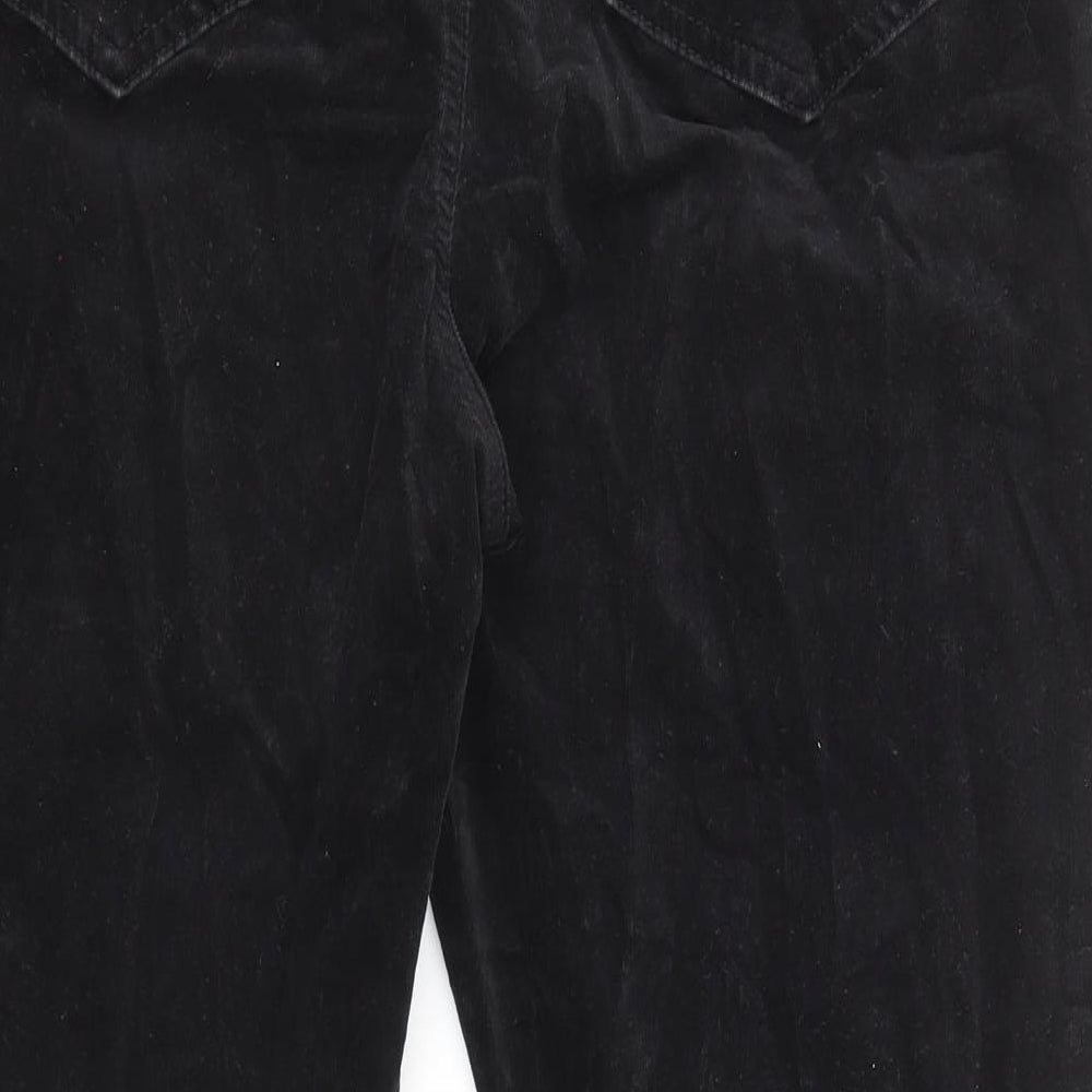 Marks and Spencer Womens Black Cotton Trousers Size 20 L24 in Regular Zip