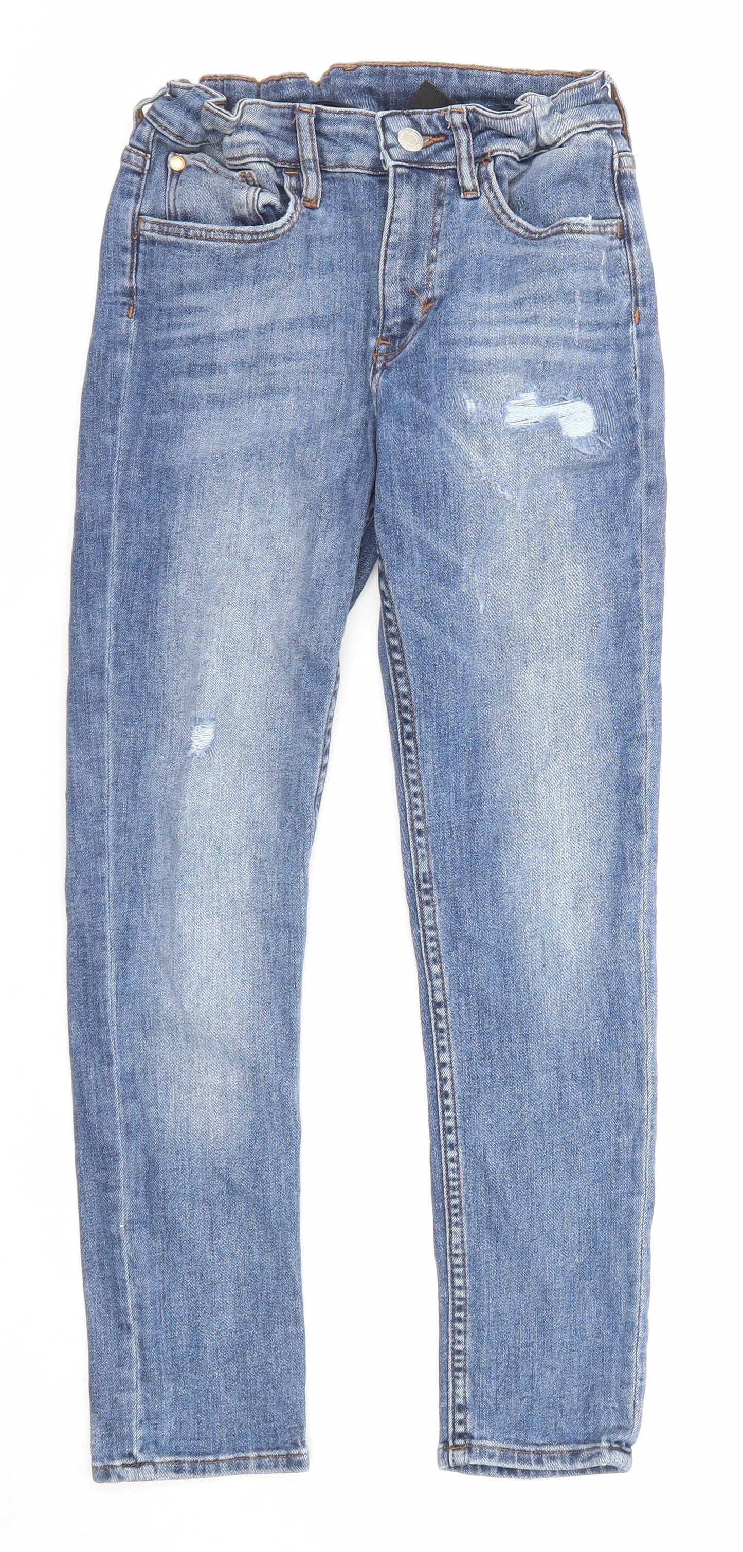 H&M Boys Blue Cotton Skinny Jeans Size 10-11 Years L24 in Regular Zip - 20 Inch Waist