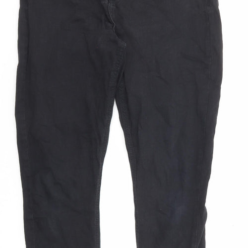 Topshop Womens Black Cotton Straight Jeans Size 32 in L30 in Regular Zip