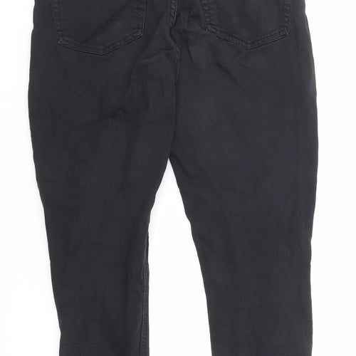 Topshop Womens Black Cotton Straight Jeans Size 32 in L30 in Regular Zip