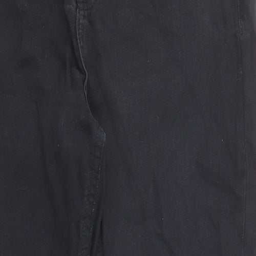 Topshop Womens Black Cotton Straight Jeans Size 32 in L30 in Regular Zip