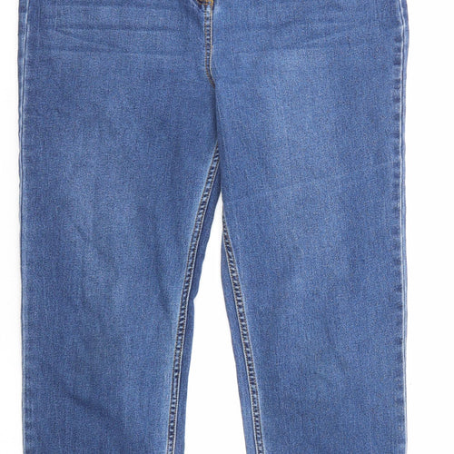 Papaya Womens Blue Cotton Straight Jeans Size 16 L25 in Regular Zip