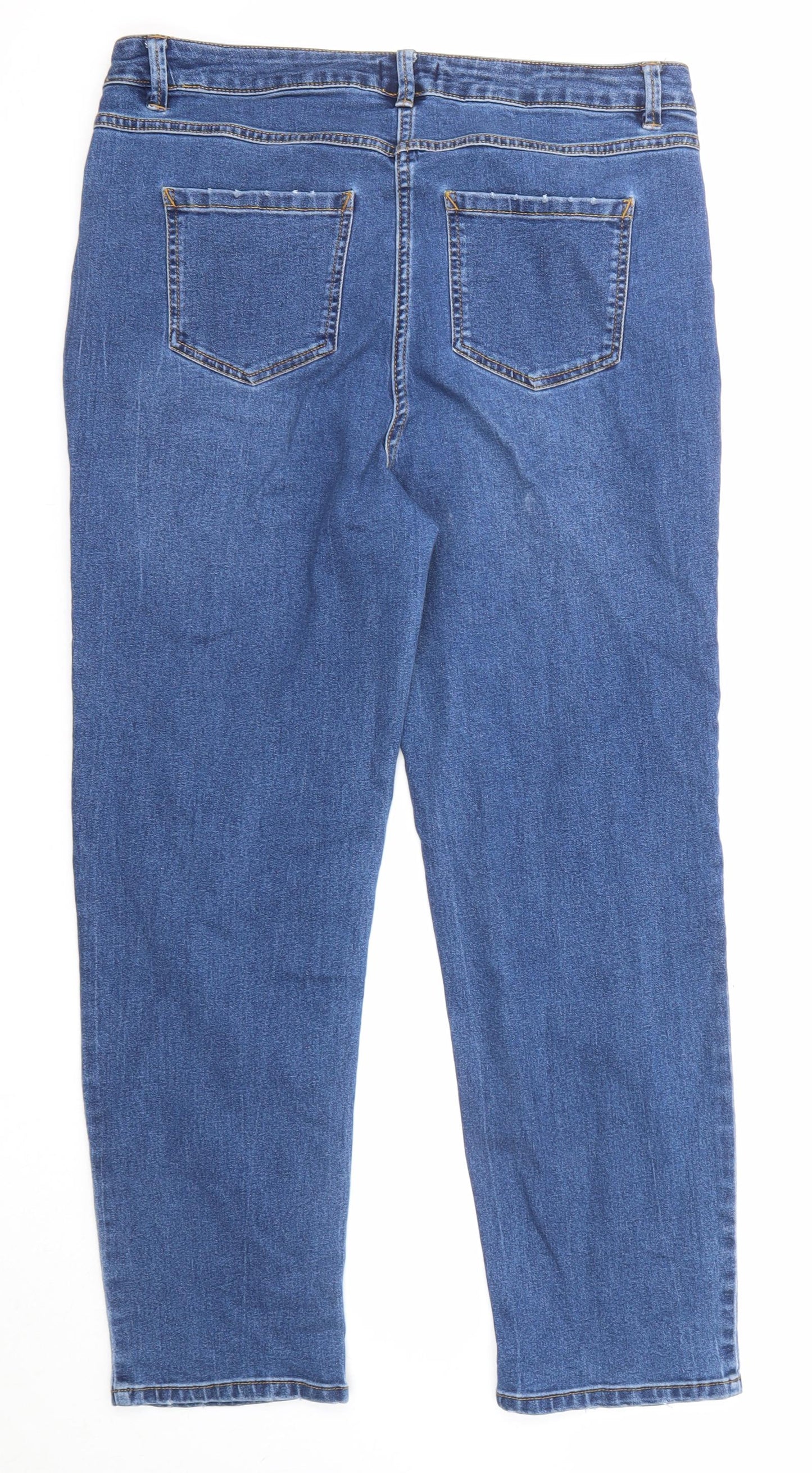 Papaya Womens Blue Cotton Straight Jeans Size 16 L25 in Regular Zip
