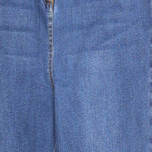 Papaya Womens Blue Cotton Straight Jeans Size 16 L25 in Regular Zip