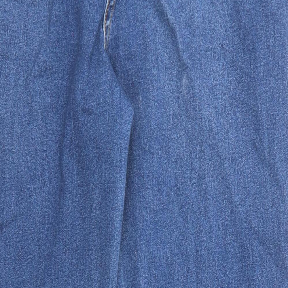 Papaya Womens Blue Cotton Straight Jeans Size 16 L25 in Regular Zip