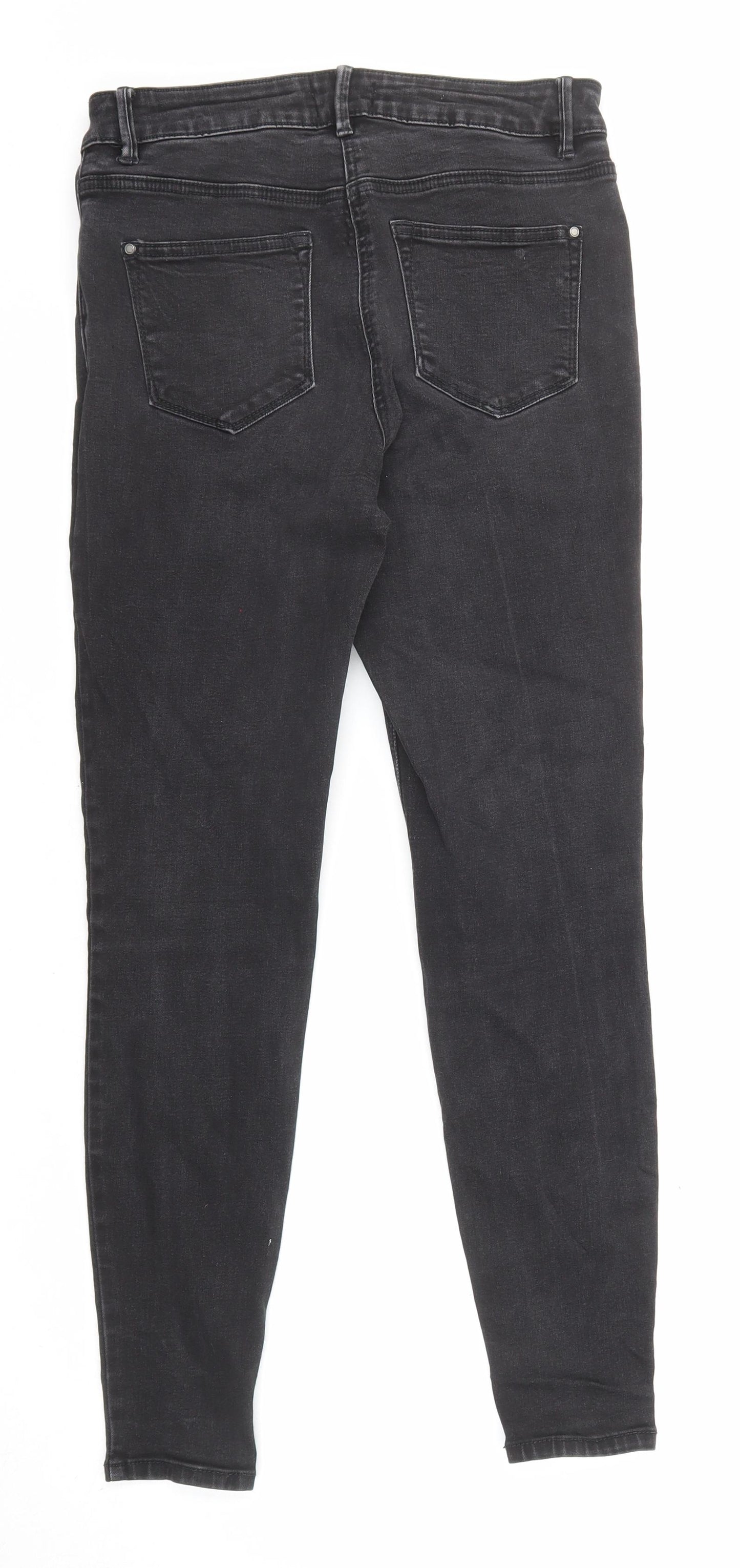 Matalan Womens Black Cotton Skinny Jeans Size 12 L26 in Regular Zip