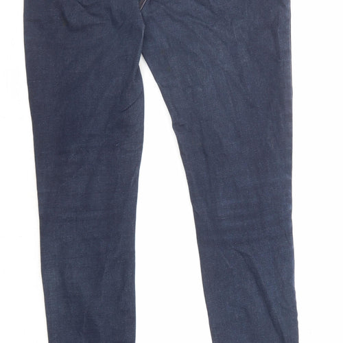 New Look Womens Blue Cotton Skinny Jeans Size 14 L29 in Regular Zip - Super skinny