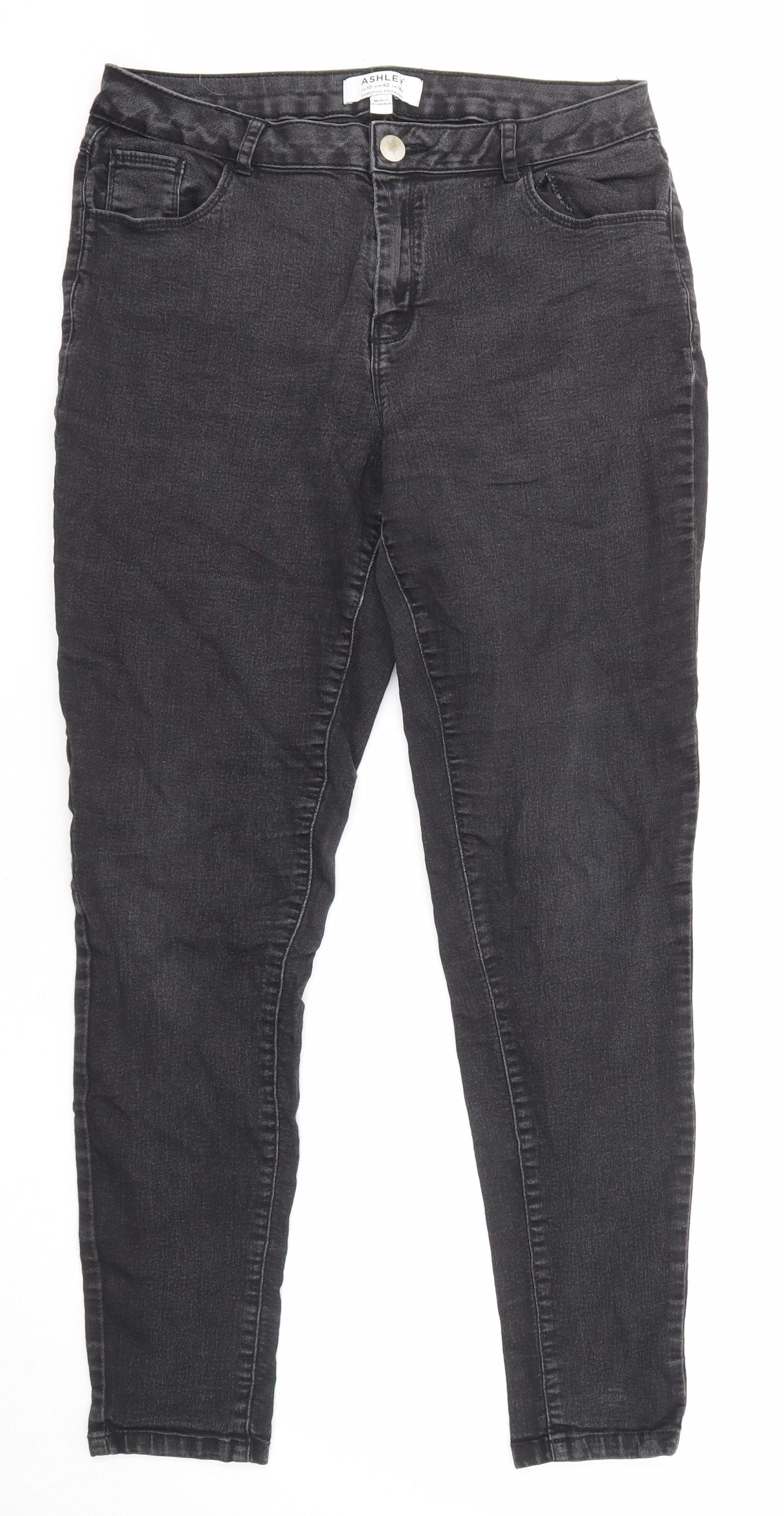 Dorothy Perkins Womens Black Cotton Skinny Jeans Size 14 L27 in Regular Zip